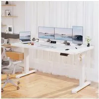 Furnicopia Schreibtisch Höhenverstellbar mit einer 25 mm dicken einteiligen Tischplatte (25 mm dicke, nahtlose, monolithische Tischplatten Keine gespleiBten Platten Vielseitig und hochwertig Erinnerung bei langerem Stehen)