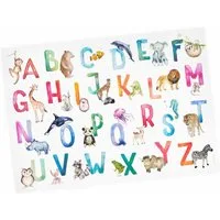 nikima Poster Kinder Lernposter Tier ABC Watercolor - DIN A3 - 420 x 297 mm, ABC, Kinder Lernposter
