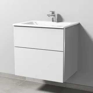 Sanipa 3way Glas-Set Glas-Waschtisch und Unterbau mit 2 Auszügen, Weiß-Soft BR20143