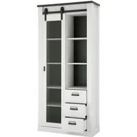 Home affaire Vitrine Sherwood, Hochschrank im Industrial-Style, moderne Glasvitrine Scheunentorbeschlag und Apothekergriffe aus Metall, Höhe 201 cm