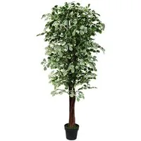 Kunstbaum Ficus Benjamin Kunstpflanze Künstliche Pflanze mit Echtholz 180 cm Ficus Benjamin, Decovego, Höhe 180 cm