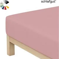 Schlafgut Spannbettlaken Basic Cotton Bettlaken, 160 g/m², 100% Baumwolle, Spannbetttuch, Jersey, Gummizug: rundum, (1 Stück), Spannbettlaken bis 20 cm Matratzenhöhe, bügelfrei und pflegeleicht