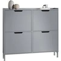 SoBuy Schuhkipper FSR100, Schuhschrank schmal mit 4 Klappen, Flurschrank Schuhregal, Schuhkipper schmal, für Kleine Wohnungen, Enge Flure & Durchgänge