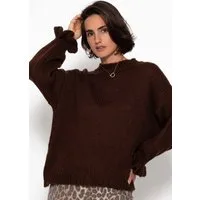 SASSYCLASSY Strickpullover Pullover mit Volantärmeln für Damen Weicher Strickpullover mit Rundhalsausschnitt Grün Schwarz Braun