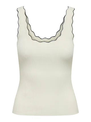 JDY - JDYNANNA S/L SCALLOP EDGE TOP KNT NOOS Cloud Dancer - Gr. - L