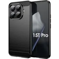 betterfon Handyhülle Carbon Hülle für Xiaomi 15T Pro Backcover TPU Silikon Bumper Schwarz, Carbon-Look – stoßfestes Case mit Air-Cushion & Metall-Optik