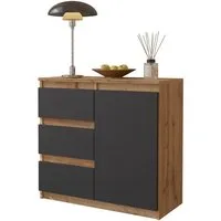 Furnica Kommode MIKEL, 3 Schubladen und 1 Tür - Votan Eiche H75cm B80cm T35cm (1 St)
