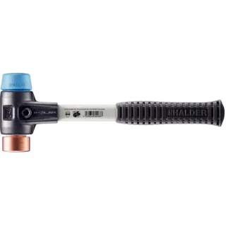 HALDER SIMPLEX - Schonhammer mit verstärktem Tempergussgehäuse und Fiberglasstiel, TPE-soft / Kupfer - 3714.040