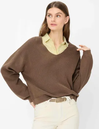 Brax Damen Pullover Style LANA mocha brown, dunkelbraun, Gr. 34