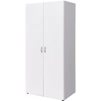 möbelando Kleiderschrank Hamina aus Spanplatte in Weiß mit 2 Türen, 1 Boden und 1 Kleiderstange