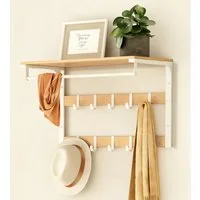 VASAGLE Wandgarderobe, Wandregal, mit Haken, 65 x 30 x 42 cm (L x B x H)