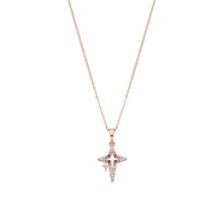 Luxenter-Halskette aus brillantem Metall und Zirkonia-Legierung, gefertigt in 18-karat-Roségold – Kailial