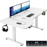 Casaria Schreibtisch, Höhenverstellbar Elektrisch 160x75cm L-Form LCD- Display Stahlgestell