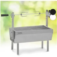 Klarstein Holzkohlegrill Sauenland Mini Rotisserie-Grill Drehspieß 4W 12 kg 5 Stufen Edelstahl, Set, Grillspieß mit Motor Grill Drehspieß mit Motor Spanferkel Grill