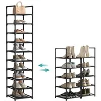 SONGMICS Schuhregal Schuhschrank, für 20 Paar Schuhe und Stiefel, mit 10 Ebenen,Metallgestell,Schuhablage