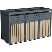 ESTEXO Mülltonnenbox Müllbox Mülltonnenverkleidung 3 Türen Box Pflanzdach Anthrazit