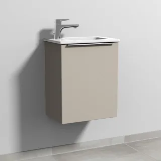 Sanipa 3way Waschtischunterbau zu Duravit ME by Starck Waschtisch mit 1 Tür, Kaschmir-Matt UP7211U