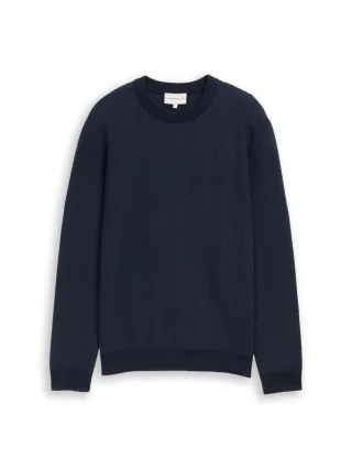 Tom Tailor - Pullover mit Fischgrätmuster blau - Gr. - XXXL