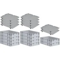 PROREGAL® Stapelbox SparSet Eurobox NextGen Economy Auflagedeckel/geschlossen (10 St)