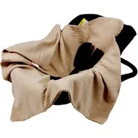 BabyLux Babyschale Einschlagdecke Babyschale Autositz Babydecke 80x80 cm aus Musselin, Coffee_80x80