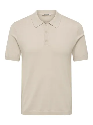 ONLY&SONS - ONSWYLER REG 14 SS POLO KNIT NOOS Silver Lining - Gr. - L
