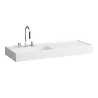 LAUFEN Kartell Waschtisch 8133320001581, 120x46cm, weiß, Ablage rechts, 3 Hahnlöcher, Saphirkeramik