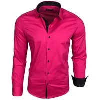 Baxboy Langarmhemd Baxboy Herren Kontrast Hemden Business Freizeit modernes Hemd B-500