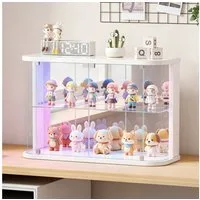 LVSOMT Glasvitrine mit LED Beleuchtung, Sammlerstücke Präsentieren (1-St) Figuren Aufbewahren, Temperglas, Push-to-open