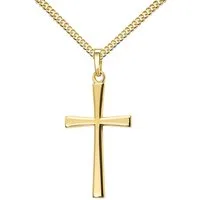 JEVELION Kreuzkette Kreuzanhänger 750 Gold - Made in Germany (Goldkreuz, für Damen und Herren), Mit Kette vergoldet- Länge wählbar 36 - 70 cm oder ohne Kette.