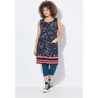 Ulla Popken Minikleid Jerseykleid bedruckt A-Linie Rundhals ärmellos