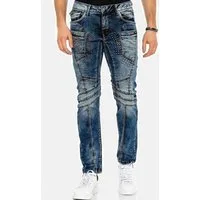 Cipo & Baxx Straight-Jeans Jeans mit rockigen Ziernähten, CD-418