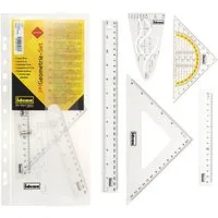 Idena Geodreieck Idena 22923 - Geometrie-Set 6-teilig mit 2 Linealen, Zeichendreieck
