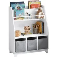 SoBuy Bücherregal KMB34, Kinderregal mit Ablagefächern und 3 Boxen Spielzeugregal