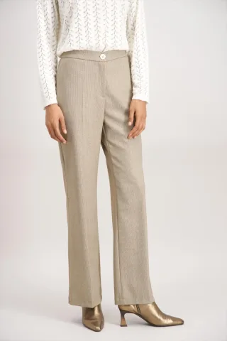 signe nature - Hose mit Fischgrätenmuster beige - Gr. - 48