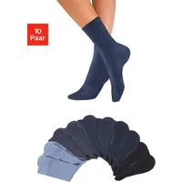 H.I.S Freizeitsocken Damen und Herren Atmungsaktiver Baumwollanteil, Business, Basic (Packung, 10-Paar, Gr. 35-38 bis 47-48) mit weichen Rippbündchen