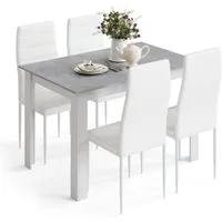 Mondeer Essgruppe Esszimmergruppe (Set, 5-tlg), (1 Tisch + 4 Stühle), Spanplatte & Lederimitat, Zweifarbig, Ergonomisch