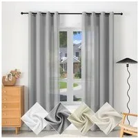 Woltu Gardine (1 St), Ösen, halbtransparent, Vorhänge Leinenoptik