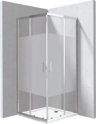 Neuesbad Set: Duschkabine NB1DEKYC0E88P1 Chrom Streifen Dekor + Duschwanne NB1DEKTJ082B1 80x80 cm NB1DEKYCP0E88P1