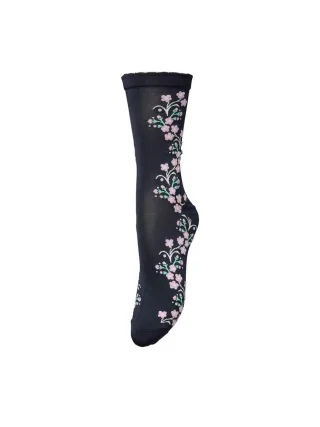 beck söndergaard - Socken mit schimmerndem Blumenmuster blau - Gr. - 39