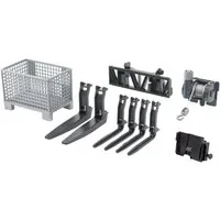Bruder® Spielwelt Zubehörset Frontladergabel,Gitterpalette,Seilwinde (02318), Made in Europe