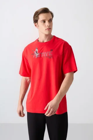 Übergröße Bedrucktes Rundhals-T-Shirt