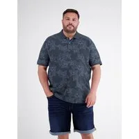LERROS Poloshirt Poloshirt mit Print und Flachstrickkragen, große Größen