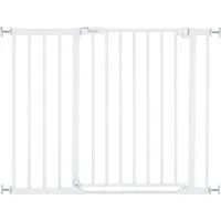 Hauck Türschutzgitter Clear Step Set 2 inklusive Verlängerung 21 cm, White, auch als Treppenschutzgitter verwendbar, 96-101 cm, flacher Durchgang