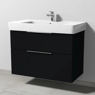 Sanipa 3way Waschtischunterbau zu Geberit Renova Plan Waschtisch mit 2 Auszügen, Schwarz-Matt UF88008