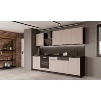 Küchen-Preisbombe Küchenzeile ARONA BASIC 280 Küchenblock Küche Einbauküche Kaschmir beige Schwarz