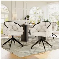 Flieks Esszimmerstuhl 360° drehbar (Set, 4 St), 4er Set Polsterstühle mit Armlehnen Drehstühle Wohnzimmer Samt