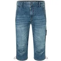 TIMEZONE Jeansshorts Jeans mit geradem Bein und Kontrast Nähten für Herren Baumwolle Normal Fit unifarben atmungsaktiv Reißverschluss