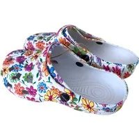 VewoTex Damen Clogs Blumen » günstige Damenschuhe » Blumenmuster Badeschlappen Clog (1 Paar Schuhe, 2-tlg., Kein Set) » Sommer Garten Schuhe » Badelatschen mit Riemen und Cut-Outs