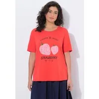 Ulla Popken T-Shirt T-Shirt Erdbeeren Classic Rundhals Halbarm