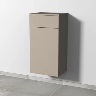 Sanipa 3way Mittelschrank mit 1 Auszug und 1 Wäschekorbklappe, Sandgrau-Matt, SF15467 SF15467